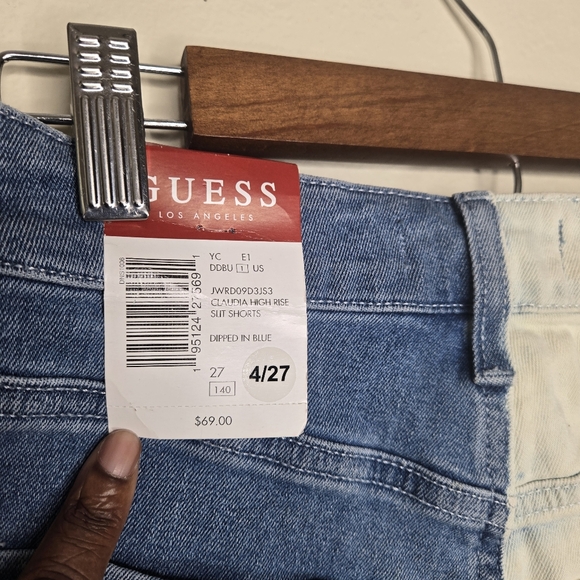 Guess High Rise Two Tone Shorts - Picture 3 of 5